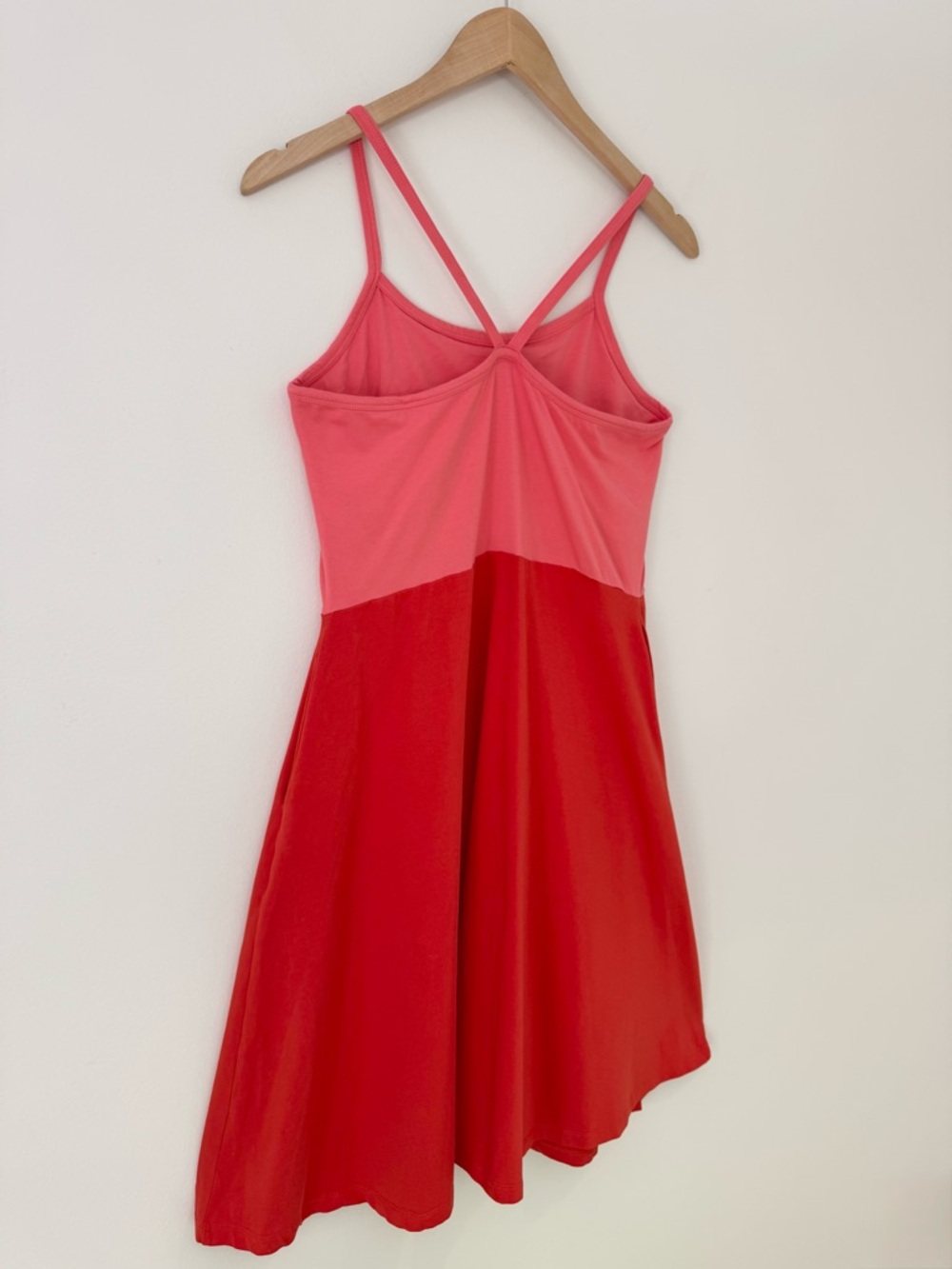 Pact Organic Cotton Fit & Flare Midi Dress - Pink/Red Colorblock, Size L - Picture 6 of 12